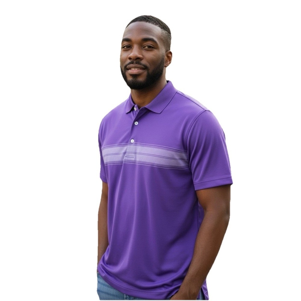 Page & Tuttle Mens's Golf Shirt Cool Swing Polo Stripes Short Sleeve Size Large